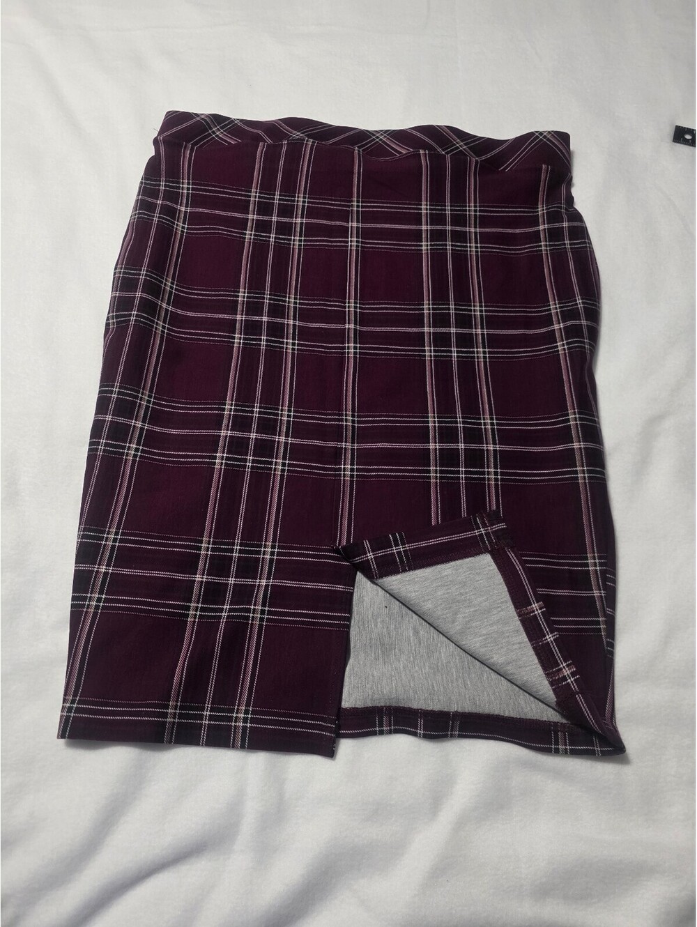 Plum Plaid Pencil Skirt